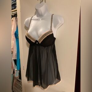 Elegant Black and Tan Chemise